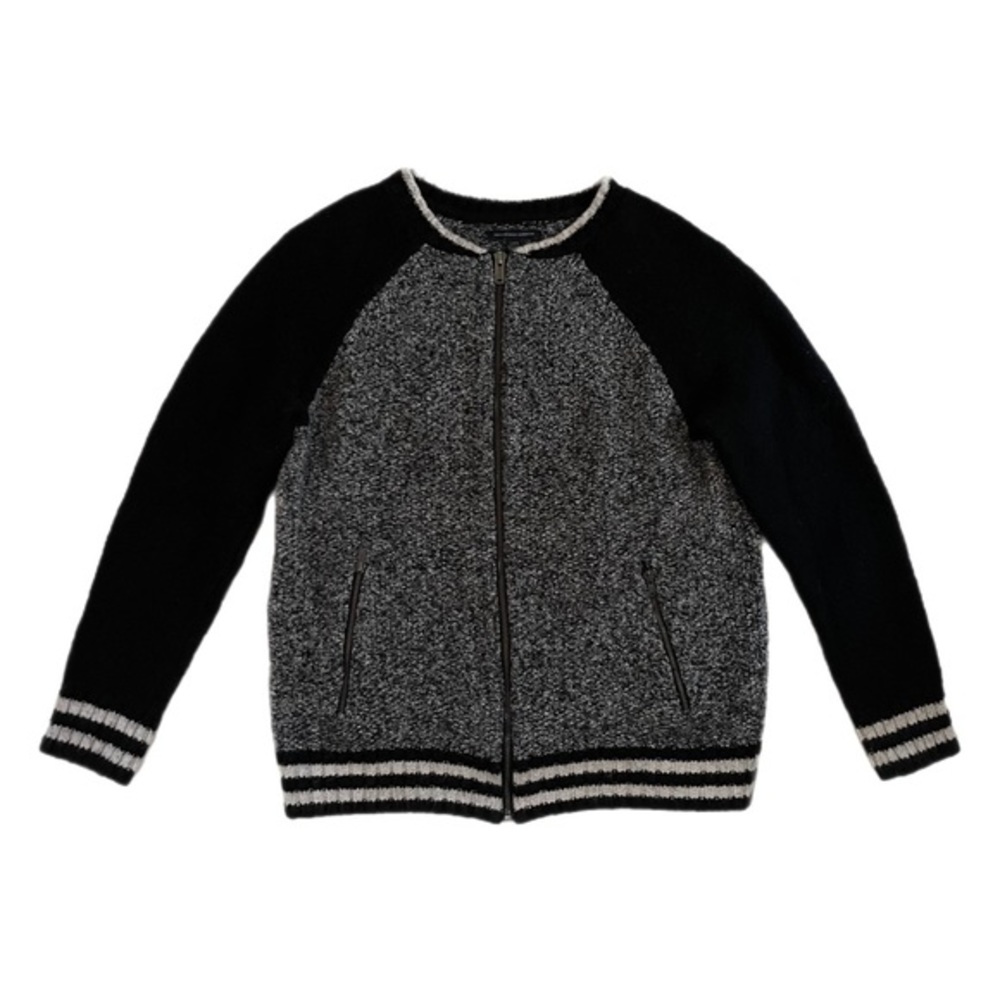 American Eagle Outfitters Black and White Zip Up Sweater Size Large